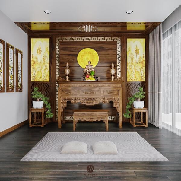 Phòng thờ gỗ óc chó